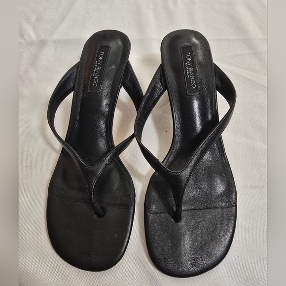 Tony Bianco Black Kitten Heel Thong Mules - Picture 2 of 8